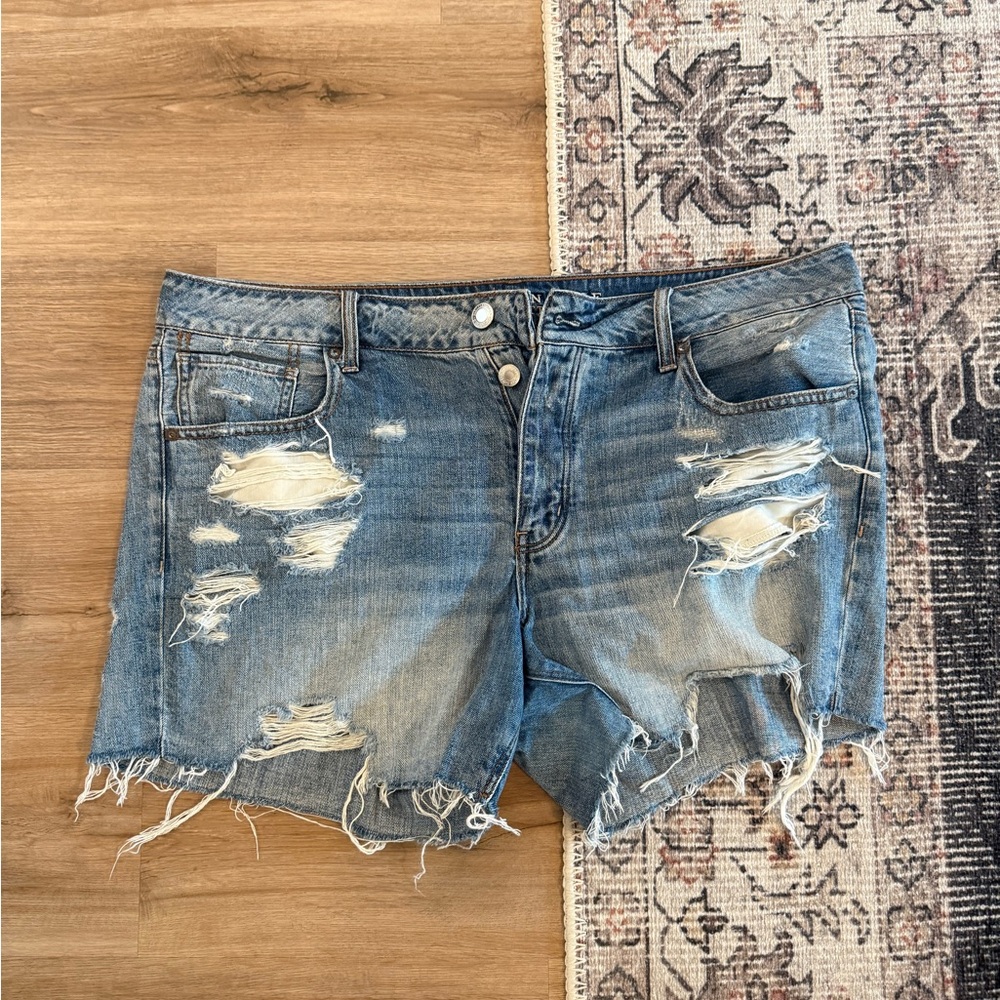 American Eagle Outfitters Distressed Light Blue Denim Jean Shorts